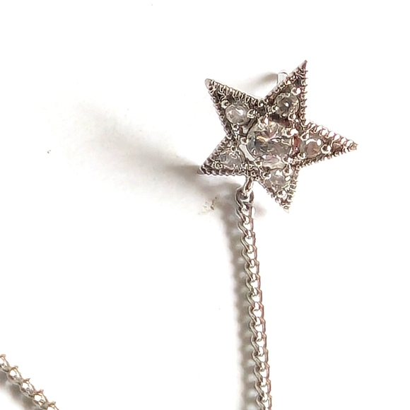 Star Crystal Asymmetrical Design Earrings ๐ Sterling Silver Artisan Designer - Picture 11 of 15